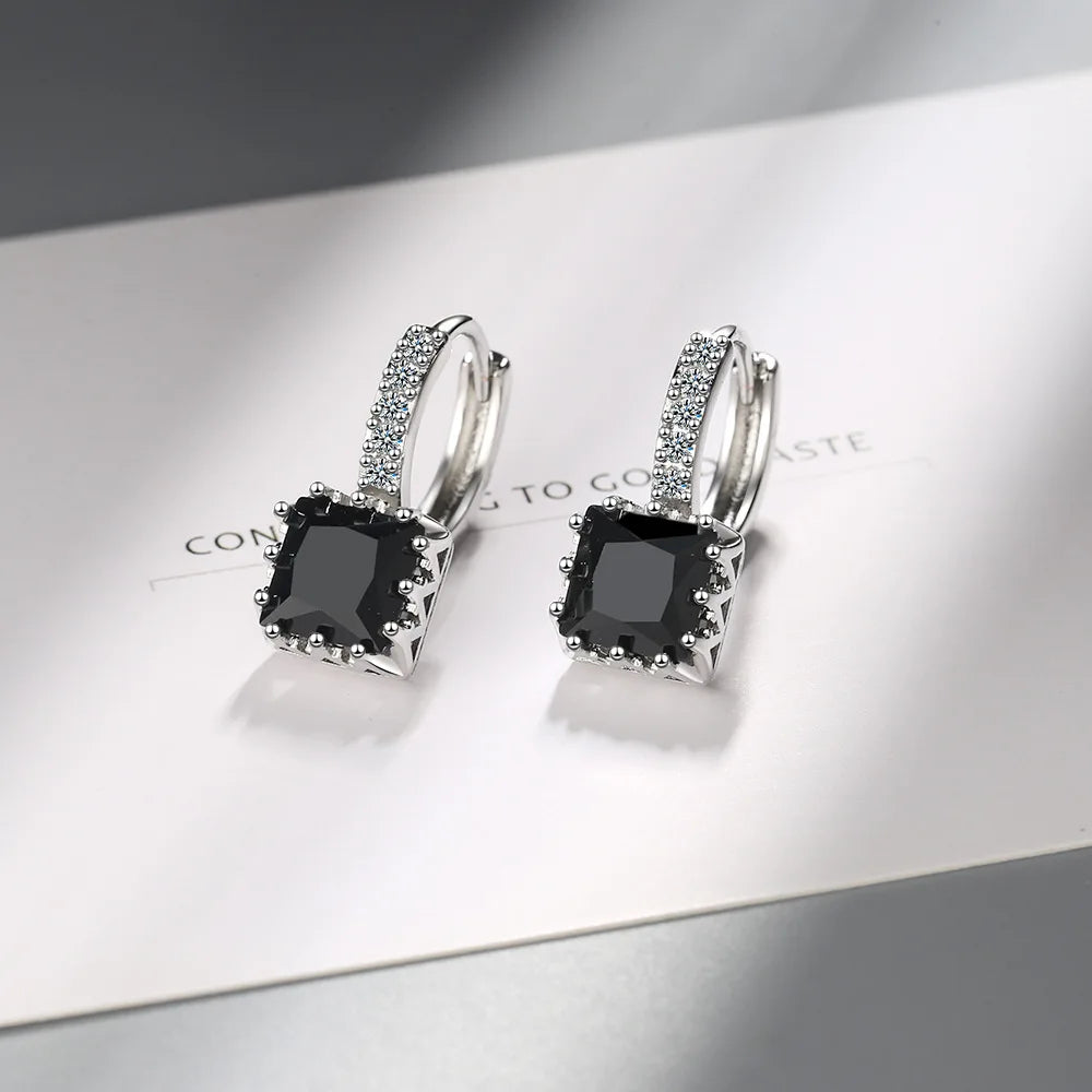 Silver Zircon Earring For Women's Wedding Jewelry Accessories Party Holiday Gift - Image 1
