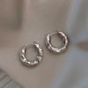 Irregular Wavy Pleated Earrings for Women Retro Copper Metal Earrings Design Simple Temperament Senior Jewelry - Image 9