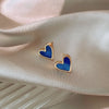 Vintage Heart Shaped Blue White Love Stud Earrings Female Temperament Niche Earrings Retro Little Peach Heart Ear Jewelry - Image 6