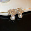 Light Imitation Pearl Earrings Women Zircon Crystal Earrings Snowflake Stud Earrings Jewelry For Party Wedding K - Image 7