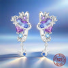 Silver Celestial Star Moon Hoop Earrings Purple Blue CZ Heart Starburst Dangle Huggie Earrings Jewelry for Women - Image 4