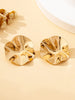 A Pair of Wavy Petal Gold Earrings, Irregular Metal Texture Exaggerated Studs, Minimalist Sculptural Style Versatile Earrings, for Gifting to Friends - Image 2