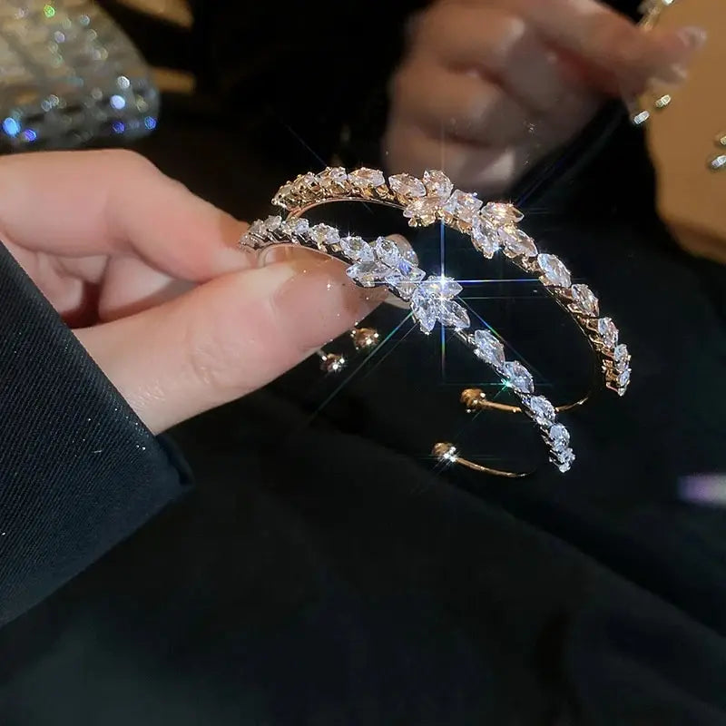 Zircon Bow Cuff Bracelet for Women Korea Charm Bracelet Personality Wedding Dainty Accessories - Image 1