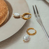 Irregular Freshwater Pearl Drop Hoop Earrings Stainless Steel Ears Jewelry Elegant Daily Drop Earrings - Image 5