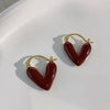 Vintage Red Enamel Love Heart Hoop Earrings For Women Elegant Dripping Oil Temperament Earrings Wedding Jewelry Gifts - Image 13