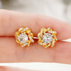 Dainty Gold Color Cubic Zirconia Stud Earrings for Women Contracted Design Bridal Wedding Earrings Jewelry - Image 3