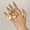 Elastic Rope Adjustable Rings for Women Men Irregular Geometric Matte Chunky Gold Color Finger Ring Charm Jewelry - Image 5