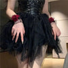 1set Dark Gothic Red Rose Wristband Flowers Mesh Hand Ornaments Fake Sleeve Detachable Lace Wrist Bands Bracelets Accessories - Image 3