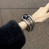 Black Stone Stretch Bracelet in a Retro Style - Image 2