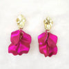 Gold Color Metal Leaf Acrylic Petal Flower Drop Earrings For Women Rose Pink Blue Orange Green Colors - Image 23