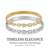 JP One Gold Color Snap-on Zircon Bangle, Stainless Steel Irregular Bracelet for Women, Jewelry Gift - Image 1