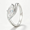 Marquise Cut Engagement Ring Silver Bypass Solitaire Diamond Wedding Ring for Women - Image 4