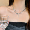 Kpop Shiny Star Necklace for Women Y2K Crystal Zircon Cross Pendant Necklaces Girls Antique Silver Color Clavicle Chain - Image 3