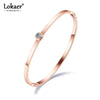 Rose Gold Plated Stainless Steel Bangles For Women Mosaic Cubic Zirconia Simple Cuff Bracelet Jewelry Gifts - Image 1