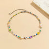 Colorful Seed Bead Woven Flower Choker Necklace - Image 5