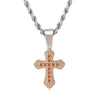 Hip Hop Cross Necklace For Men Cubic Zirconia Iced Out Pendant Gold Color Stainless Steel Rope Chain On Neck Jewelry - Image 8