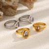 La. Muses Shiny Round Zircon Irregular Stainless Steel Women's Ring Pvd Gold Plated Jewelry Accessories - Image 3