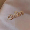 Queen Letter Inlaid Rhinestone Brooches for Women Simple Elegant Charm Casual Alloy Brooch Pins Dress Wedding Gifts - Image 4