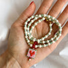 European and American French White Turquoise Bead Necklace, Heart-Shaped Glass Pendant, Sweet Sweater Chain - Image 7