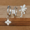 3PCS Silver Color Stainless Steel Crown Hoop Earring Set for Women Four Flower Zircon Cartilage Piercing Earring Jewelry - Image 15