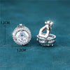 Classic Four Claw Round Stone Clip Earring Crystal White Zircon Earrings For Women Men Simple Silver Color Jewelry - Image 5
