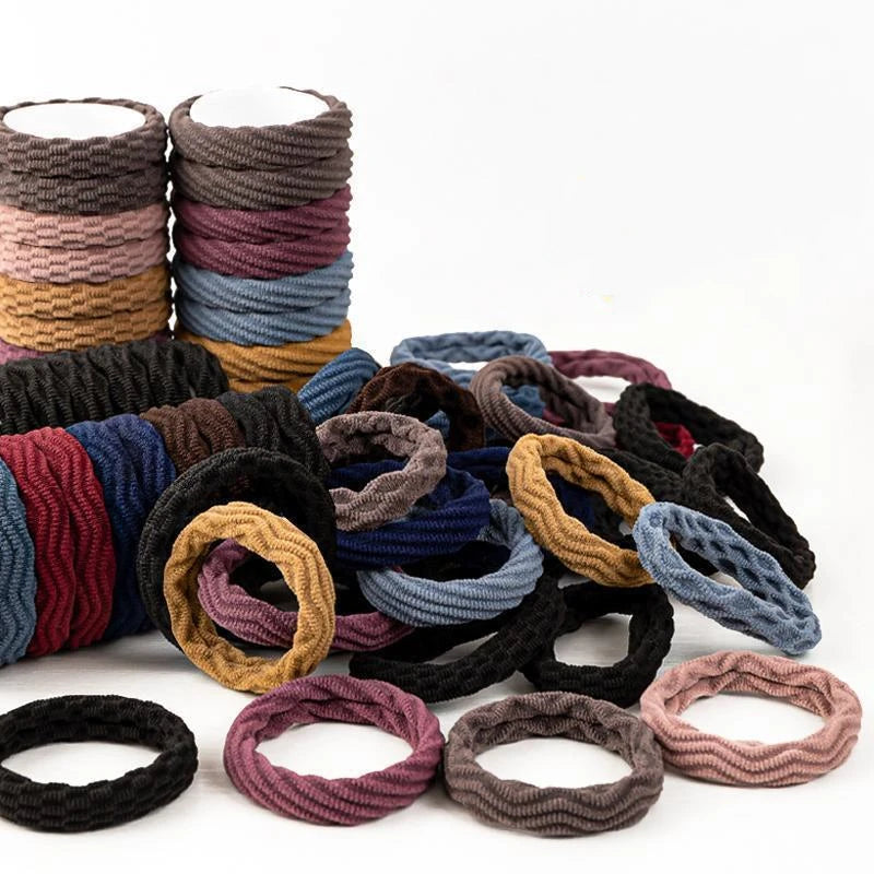 20PCS High Elasticity Hair Rope High Elasticity Jacquard Pattern Hair Ring Women's Headband Hair Accessories - Image 1