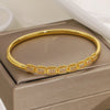 Greatera Light Style Cubic Zircon Filled Cuff Bracelet Simple Ring Cluster Weave Pattern Mechanical Interlocking Bangle - Image 9