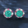 Green Ice Flower Zircon Clip Earring Rose Red Crystal Round Stone Earrings For Women Classic Silver Color Wedding Jewelry - Image 3