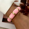 Sweet Pink Enamel Dropped Glaze Flower Texture Bracelet For Women Retro Leaf Star Floral Embossed Zircon Bangle Party Jewelry - Image 20