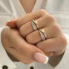Gold Plated Sun Rings for Women Stone Inlaid in Hollow Metal Texture Ring Jewelry - Image 2