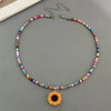 Colorful Seed Beads Short Choker Necklace with Yellow Flower Pendant Gift Necklace Black Orange Color Rice Beads Gift Jewelry - Image 8
