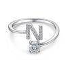 Silver Initial Rings for Women Girls, Adjustable Initial Rings Cubic Zirconia Stackable Alphabet Letter Rings Gift - Image 26