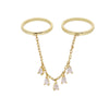 Gold Color Micro Pave Tear Drop CZ Tassel Link Chain Dome Ring For Women Girls Bling Cubic Zirconia Finger Jewelry Gift - Image 9