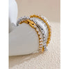Stainless Steel Bracelet with Crystal Accents in Gold-Tone or Silver-Tone - Image 3