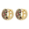 Brass Material Classic Golden Plated Punk Hip Hop Earrings Round Multi Color Set Aaacz Stone Couple Earrings - Image 4
