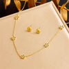 316L Stainless Steel Pearl Butterfly Flower Golden Necklace Earrings For Womens Party Gift Jewelry Set - Image 21