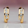 Brass Hoop Earrings with Cubic Zirconia Details in Gold-Tone and Silver-Tone - Image 1