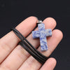Charm Natural Semiprecious Stone Cross Shape Crystal Tiger Eye Agate Pendant Necklace Jewelry Gift for Women 25x18mm - Image 28
