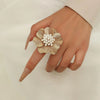 Pearl Flower Rings for Women Retro Simple Adjustable Opening Finger Ring Party Trendy Jewelry Accessories Gifts