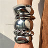 Exaggerated Silver Color Wide Geometric Irregular Cuff Bangles Women Punk Spring Open Bangle Bracelets Chunky Statement Jewelry - Image 2