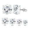 2 Stylish Stainless Steel 4 Claw Square Cubic Zirconia Stud Earrings For Men And Women 4/5/6/7mm Zircon Stud Earrings - Image 1