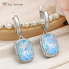 Elegant Rectangle Crystal Dangle Earrings For Women Wedding Rose Gold Color Cubic Zirconia Jewelry - Image 10