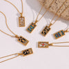 316L Stainless Steel Coloeful Tarot Necklace Zircon Star Moon Sun Lovers Magiclan Knight Empress Necklace For Women - Image 4