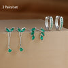 Three-Pair Huggie Hoop Earring Set with Color and Stone Variations - Image 10