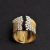 Gold Color Cubic Zirconia Ring for Women Modern Wide Band Finger Ring OL Style Female Jewelry - Image 11