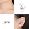 Silver Crystal Flower Pendant Necklace Stud Earrings Jewelry Sets For Women Vintage - Image 8