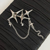 Four-Pointed Star Pins Brooch Rhinestone Inlaid Long Chain Stars Tassel Badge Lapel Pin Jewelry Collar Accessory Gift - Image 3