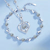 Silver Heart Shaped Necklace Bracelet Set for Women Vintage Korean Blue Crystal Bracelets Jewelry Set Party Jewelry - Image 8