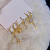 6pcs/set Gold Color Geometric Pendant Hoop Earrings for Women Crystal Star Heart Bow Drop Earring Cartilage Piercing Jewelry - Image 4