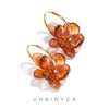 30mm Stainless Steel Double-layer Resin Flower Drop Earrings for Women Jewelry Green Yellow Brown Accessories - Image 1